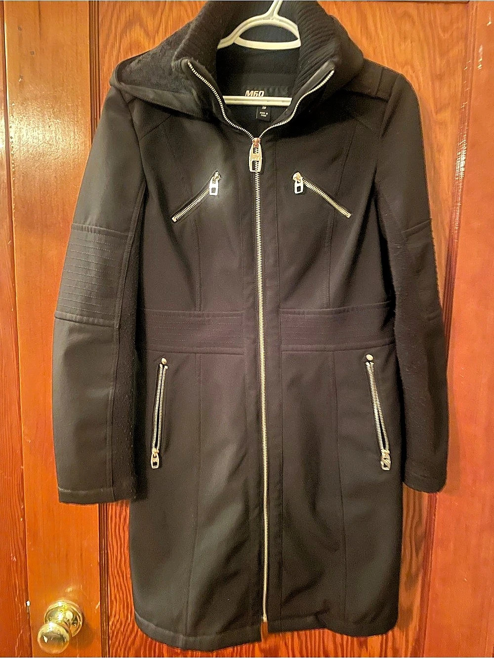 M60 Women'Small Hooded Coat in Black Size Small Like New